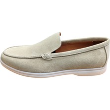 King Shoes Bej Süet Babet Ayakkabı
