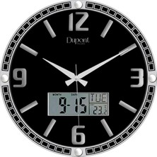 Dupont Milano DUPONT-T-710-A Dijital Termometreli ve Takvimli Duvar Saati Silver-Black