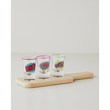 English Home Party Splash Cam 3'lü Standlı Kokteyl Bardak 34 ml Renkli