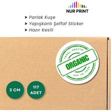Nur Print Yapışkanlı Sticker, Organik Etiket, Parlak Kuşe 'yerel Üretim Organıc Saf ve Taze' Yazılı
