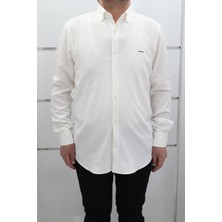 Becces Fistan Store Erkek Düz Spor Kesim Dar Kalıp Cepsiz Uzun Kollu Yazlık Keten Gömlek