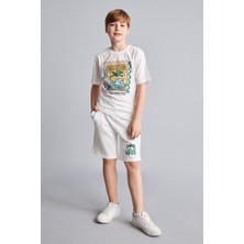 DeFacto %100 Pamuk Oversize Palmiye Baskılı Sweatshirt Kumaşı Şort Erkek Çocuk H8220A826HS
