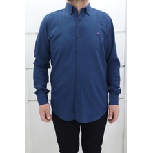 Becces Fistan Store Erkek Düz Spor Kesim Dar Kalıp Cepsiz Uzun Kollu Yazlık Keten Gömlek