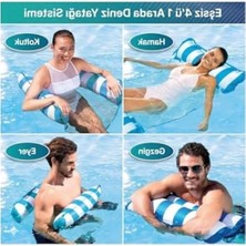 Maytoys Hava Yastıklı Fileli Şişme Havuz Koltuğu 4'ü 1 Arada Deniz ve Havuz Yatağı Mavi