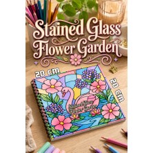 Pink Swan Craft Stained Glass (Vitray) Flower Garden – 20X20 cm Büyük Boyama Kitabı, Çocuklar ve Yetişkinler Için
