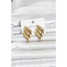 Özssay 316L Çelik Gold Renk Motif Model Kadın Küpe