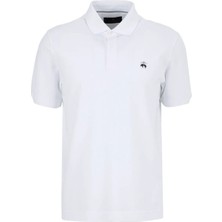 Brooks Brothers Beyaz Erkek Standart Fit Logo Baskılı T-Shirt BBSS26MTS001