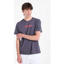 Lee Cooper ORI Erkek Regular Fit %100 Pamuk Baskılı T-Shirt Gri