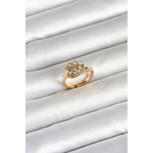 Özssay 316L Çelik Gold Renk Zirkon Taşlı Kalp Model Kadın Yüzük