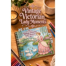 Pink Swan Craft Vintage Victorian Lady Moments – 20X20 cm Büyük Boyama Kitabı, Çocuklar ve Yetişkinler Için