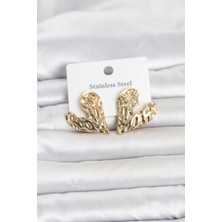 Özssay 316L Çelik Gold Renk Kalp Model Kadın Küpe