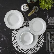 Güral Porselen Alfa 36 Parça Düz Beyaz Yemek Takımı 6 Kişilik Şık Tasarım
