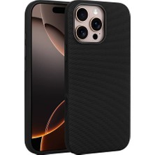 Techaks iPhone 16 Pro Kılıf M-Safe Şarj Özellikli Kumaş Tasarımlı Tchs Miami Sert Pc Kapak - Siyah