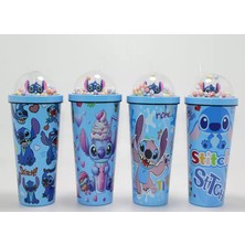 Sevimli Stitch Pipetli Boncuklu Termos ve Suluk