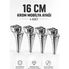 Nzb Mobilya Ayağı 16 cm Krom Sert Plastik Kanepe Koltuk Dolap Sehpa Ayağı (4 Adet)