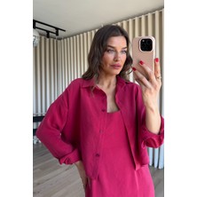 Sue Store Gül Kurusu Askılı Modal Elbise Gömlek Takım