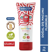 Babyton Doğal Çilekli 2 Yaş ve Üzeri Florürlü Diş Macunu 75 ml