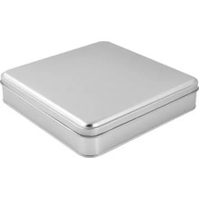 Neva Ajans 215X215 mm Kare GÜMÜŞ Metal Kutu, Kare Metal Çikolata Kutusu (1 Adet)