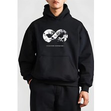 10 Kasıma Özel Üç Iplik Kapüşonlu Baskılı Sweatshirt - Siyah