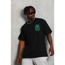Erkek Baskılı T-Shirt Kısa Kol Bisiklet Yaka Regular Fit Tişört - Siyah