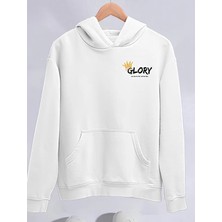 Kışlık Üç Iplik Kapüşonlu Sweatshirt - Beyaz