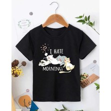 Bisiklet Yaka Baskılı T-Shirt - Siyah