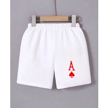 Beli Lastikli Baskılı Mini Şort - Beyaz
