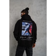 Astronot Baskılı Kapüşonlu Sweat - Siyah