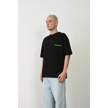Erkek Baskılı T-Shirt Kısa Kol Bisiklet Yaka Rahat Kalıp Tişört  - Siyah