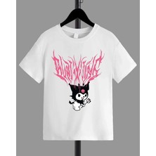 Kız Çocuk Bisiklet Yaka Baskılı T-Shirt - Beyaz