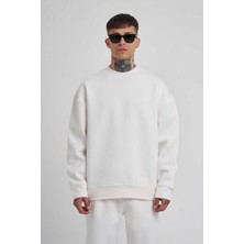 Biskilet Yaka Üç Iplik Sweatshirt - Beyaz