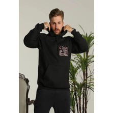 Oversize Kapüşonlu Sweatshirt –sırt ve Ön Baskılı, Siyah
