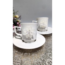 Kirlinova® Krem Çiçek 2'li Porselen Fincan Takımı