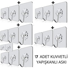 Mawrond 17 ADET, Kendiliğinden Güçlü Yapışkanlı, Şeffaf, Paslanmaz Metal Başlıklı, Sağlam, Dayanıklı, Süper Bırakmayan Askı