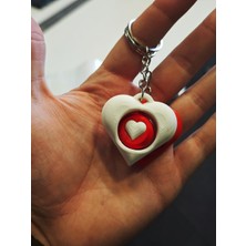 Woop Media Kalp Döner Fidget Anahtarlık (2 Adet) | Kırmızı & Beyaz | 3D Baskı Spinner Keychain
