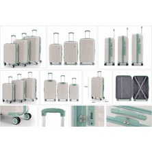 Mcs V377 Krem-Su Yeşili Üçlü Set Valiz