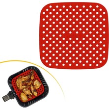  Siyah Isıya Dayanıklı Yıkanılabilir Silikon Fırın ve Airfryer Kare Model Pişirme Matı 21,5