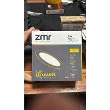 Zmr 6W Siyah Kasa Slim Yuvarlak Panel 6500K Beyaz Işık