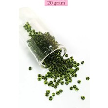 Dökme Cam Kum Boncuk (8/0) 3 mm - 20 Gram - Şeffaf Yeşil Siyah - BNC179