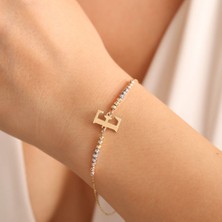 Sembol Gold 14 Ayar Altın Harf Bileklik Dorikalı