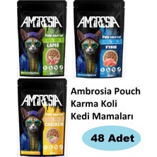 Ambrosia Kuzulu Yetişkin/ Balıklı Yetişkin/tavuklu Yetişkin Pouch Kedi Maması 48 Adet