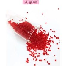 Dökme Cam Kum Boncuk (11/0) 2 mm - 20 Gram -  Şeffaf Kırmızı - BNC021