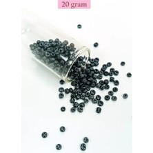 Dökme Cam Kum Boncuk Büyük Boy (6/0) 4 mm - 20 Gram - Siyah - BNC084