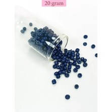 Dökme Cam Kum Boncuk Büyük Boy (6/0) 4 mm - 20 Gram - Koyu Mavi - BNC078