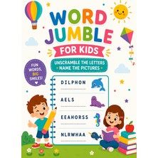 Jüpiter Çocuk Yayınları İngilizce Kelime Bulmaca Kitabı, Word Jumble For Kids, 256 Eğlenceli Kelime Bulmacası, 6 Yaş ve Üzeri, A5 Boy 68 Sayfa