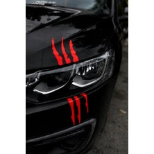 Banxtre Araba Farı Için Kırmızı Renk Pençe Izi Sticker Etiket 30CMX10CM (1 Adet)