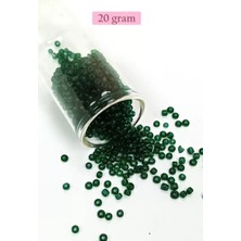 Dökme Cam Kum Boncuk (8/0) 3 mm - 20 Gram - Şeffaf Koyu Yeşil - BNC155