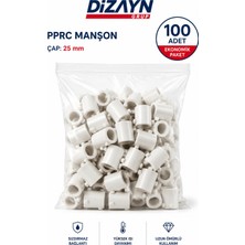 Dizayn Pprc Manşon 25 mm 100 Adet PN25 Temiz Su Tesisat Ek Parçası