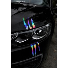 Banxtre Araba Farı Için Hologram Renk Pençe Izi Sticker Etiket 30CMX10CM (1 Adet)
