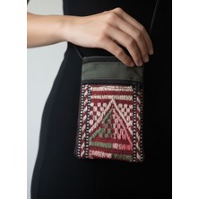 Talin Handmade El Dokuma Kürklü Çift Cepli Çanta | Etnik Desen Omuz Çantası